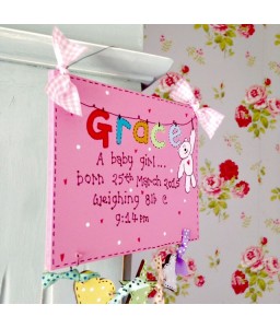 Personalised wooden baby announcement plaque